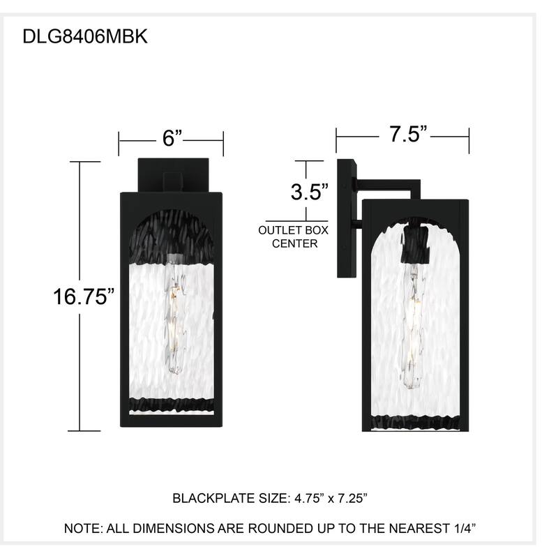 Dallington 1-Light Matte Black Outdoor Wall Lantern
