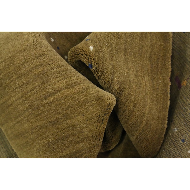 Hand Knotted Oriental 100% Wool Carpet Tribal Animal Pictorial Green Gabbeh Area Rug - 7' 9'' X 5' 1''