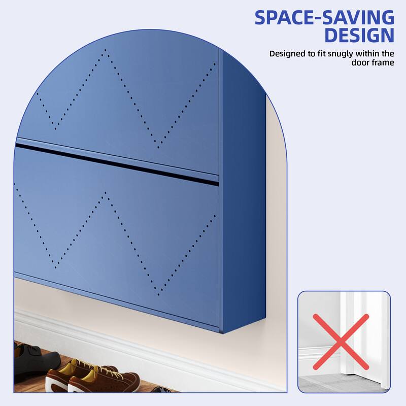 Moasis 3-Drawer Flip-Down Shoe Storage Cabinet, Wall-Mounted Metal Organizer