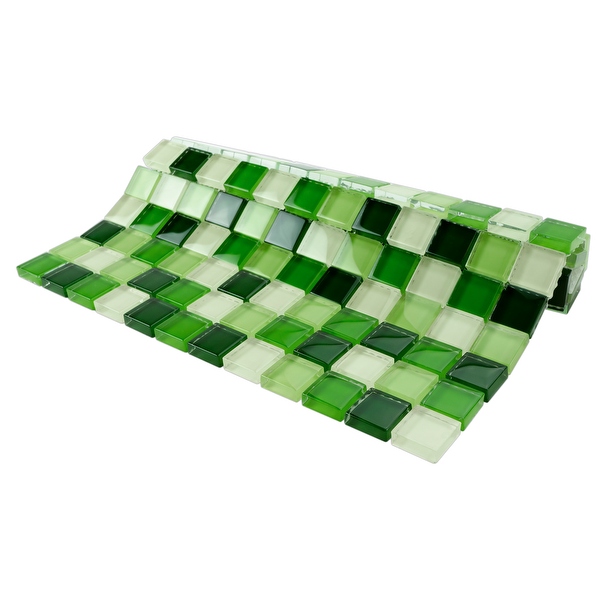 MURRAL Maze top（glass green） サイズ1 Glass Khaki Green Blend Mosaic Wall Tile - 1 in. - The Tile Shop