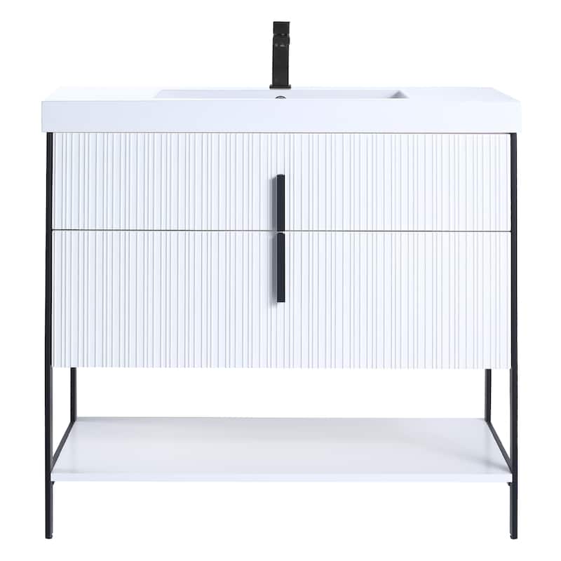 Fine Fixtures Serenity Modern Bathroom Vanity with White Gel Acrylic Top