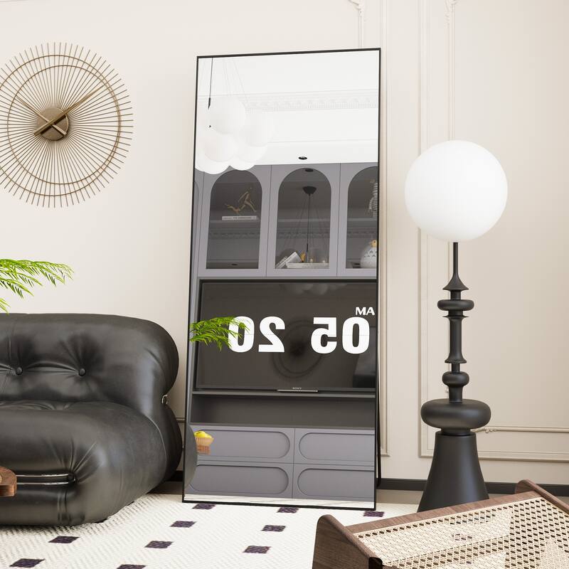 71"x"32" square rounded corners Full Length Mirror - Black