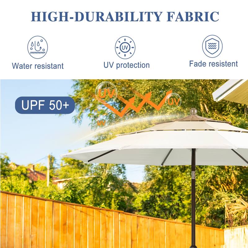 Aoodor Patio Umbrella 10 ft. for Dining Table Outdoor Market Yard Use 3 Tier Ventilation (Umbrella only)