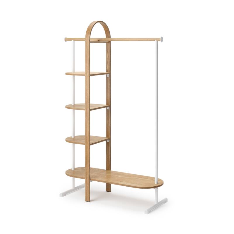 Umbra 1019131 Bellwood 16 x 66" Steel and Wood Garment Rack - White / Natural