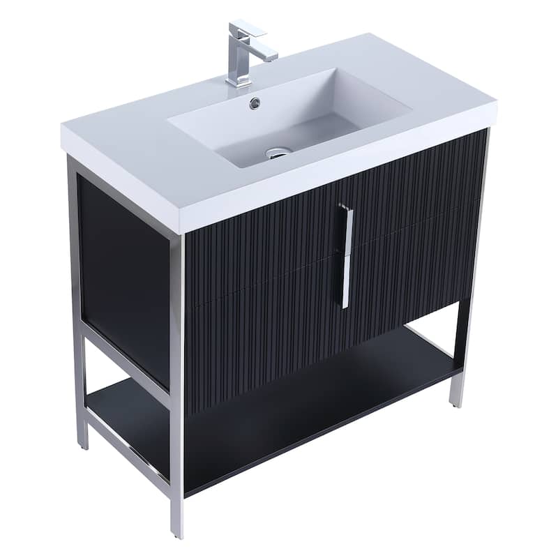 Fine Fixtures Serenity Modern Bathroom Vanity with White Gel Acrylic Top