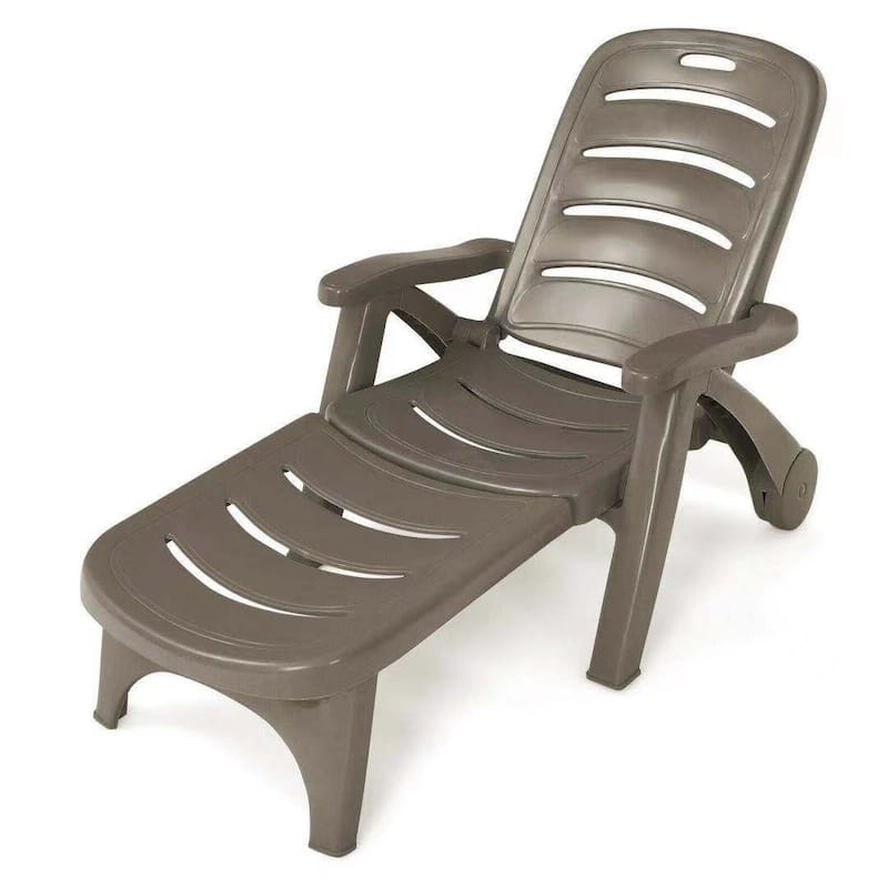 5 Position Adjustable Folding Lounger Chaise Chair on Wheels - 30" x 29" x 41" (L x H x W)