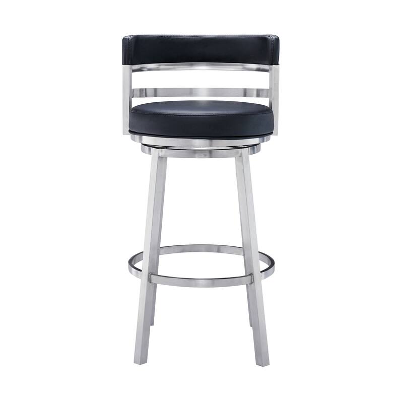 Modern Faux Leather Bar or Counter Height Swivel Bar Stool