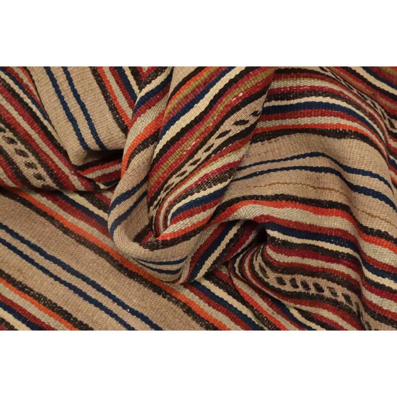 Hand Woven Oriental 100% Wool Carpet Southwestern Geometric Multi-Colored Kilim Area Rug - 8' 0'' X 5' 2''