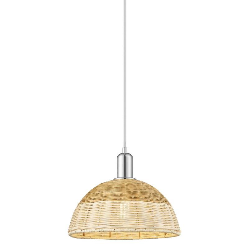 Innovations Lighting 716-1P-14-12 Natural Ballston Dome Pendant 2 - Polished Chrome / Natural