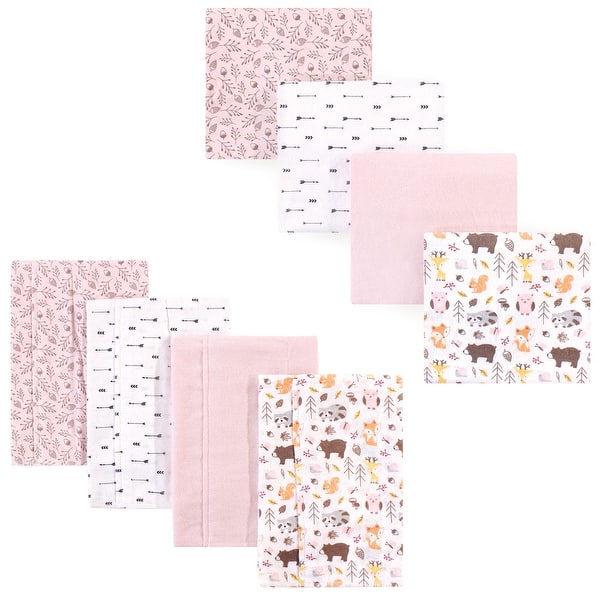 slide 1 of 1, Hudson Baby Infant Girl Cotton Flannel Burp Cloths and Receiving Blankets, 8-Piece, Girl Pinecone, One Size One Size - Girl Pinecone