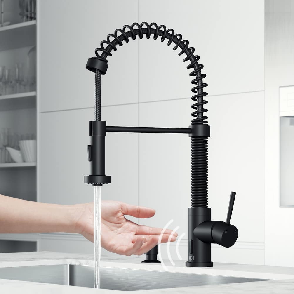 VIGO Edison 19" H Single Handle Pull-Down Sprayer Kitchen Faucet Set with Touchless Sensor
