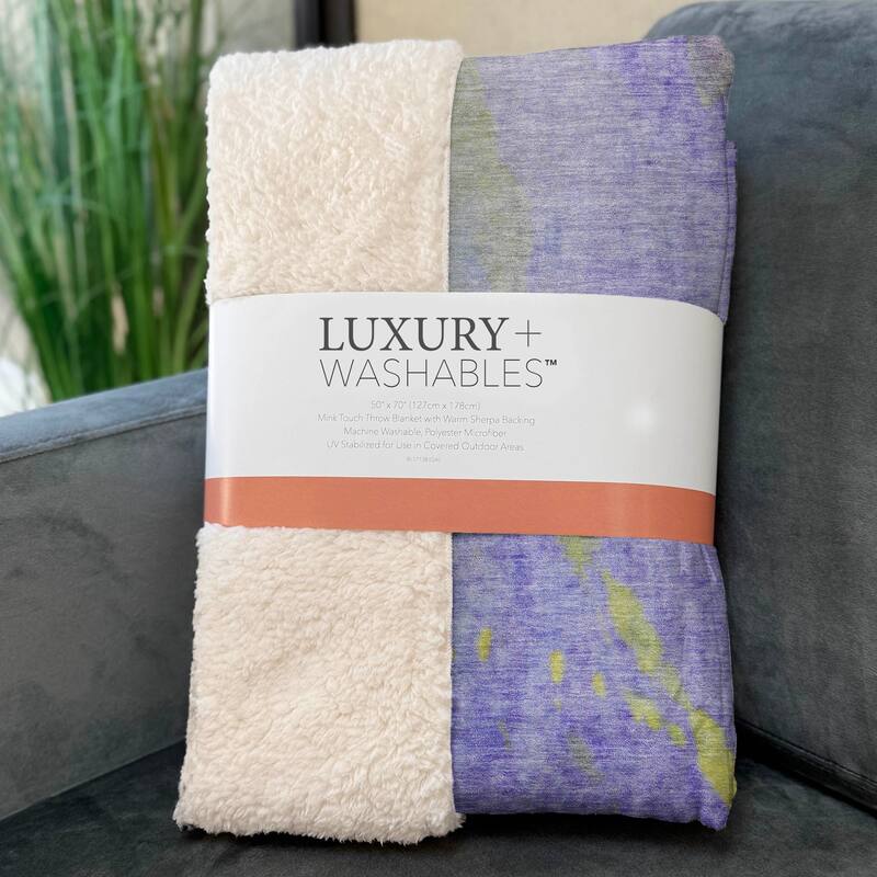 Premium Machine Washable Abstract Ombre Sherpa Throw Blanket