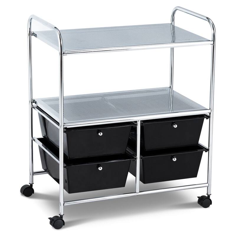 Costway 4Drawer Rolling Storage Cart shelf Scrapbook Paper Office - See Details - Black