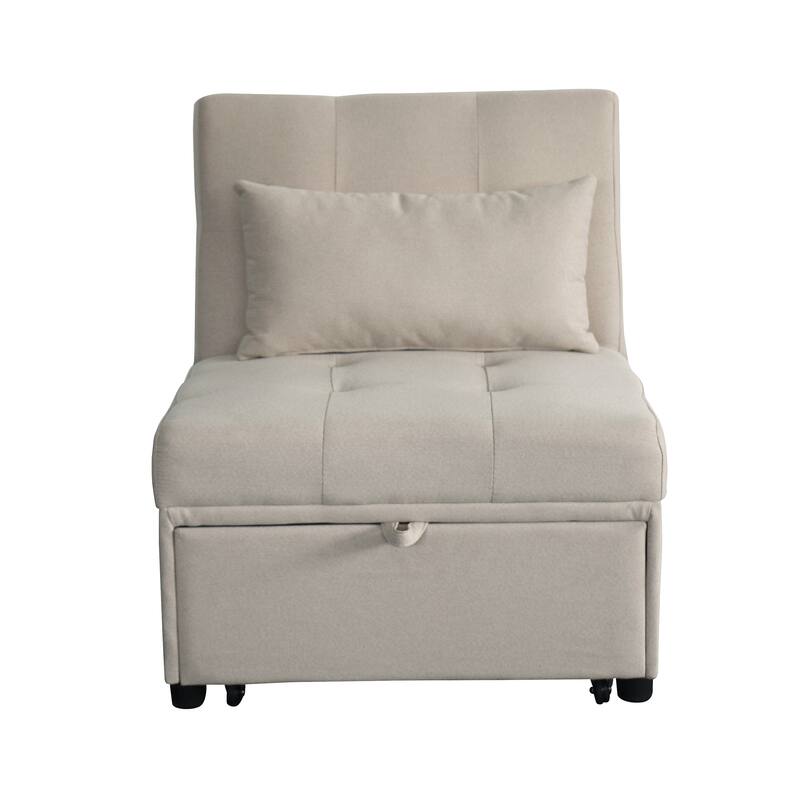 39.8" Single Folding Ottoman Sofa Bed with Adjustable Back and Pillows for Living Room