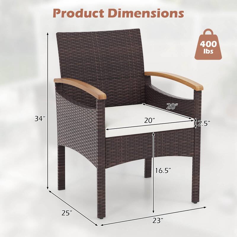 Gymax 4 PCS Dining Chairs w/ Acacia Wood Armrest Heavy Duty Metal