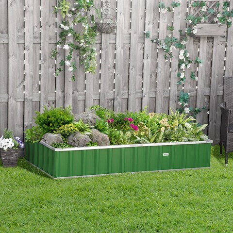 Outsunny 69'' x 36'' Metal Raised Garden Bed, DIY Large Steel Planter Box, No Bottom w/ A Pairs of Glove for Backyard