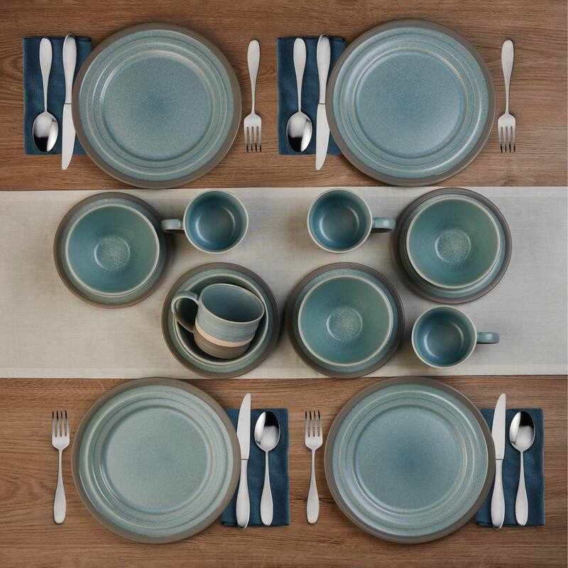 Pfaltzgraff Adina Blue 16-Piece Dinnerware Set, Service for 4