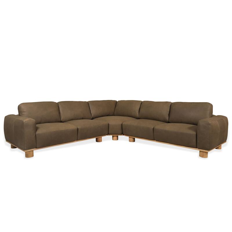 SAFAVIEH Couture Ellyn Leather L-Shaped Sectional - 118"W x 118"D x 33"H