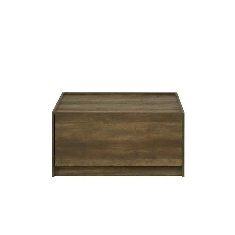 Trentino 31.5"W Oak Finish Square Coffee Table with 2 Drawers