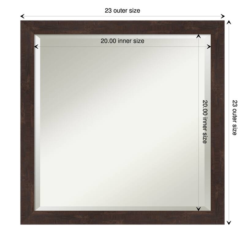 Beveled Wood Bathroom Wall Mirror - Fresco Dark Walnut Frame