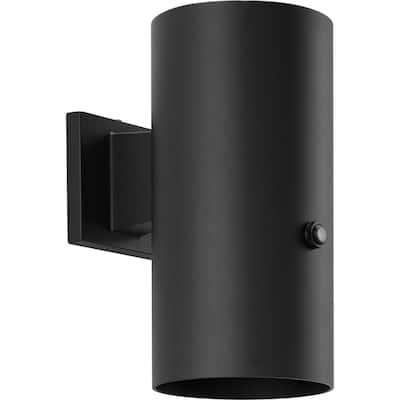 Cylinder Collection 1-Light Black 6-Inch Modern Outdoor Large Wall Lantern Light - 6 in x 8.94 in x 12 in