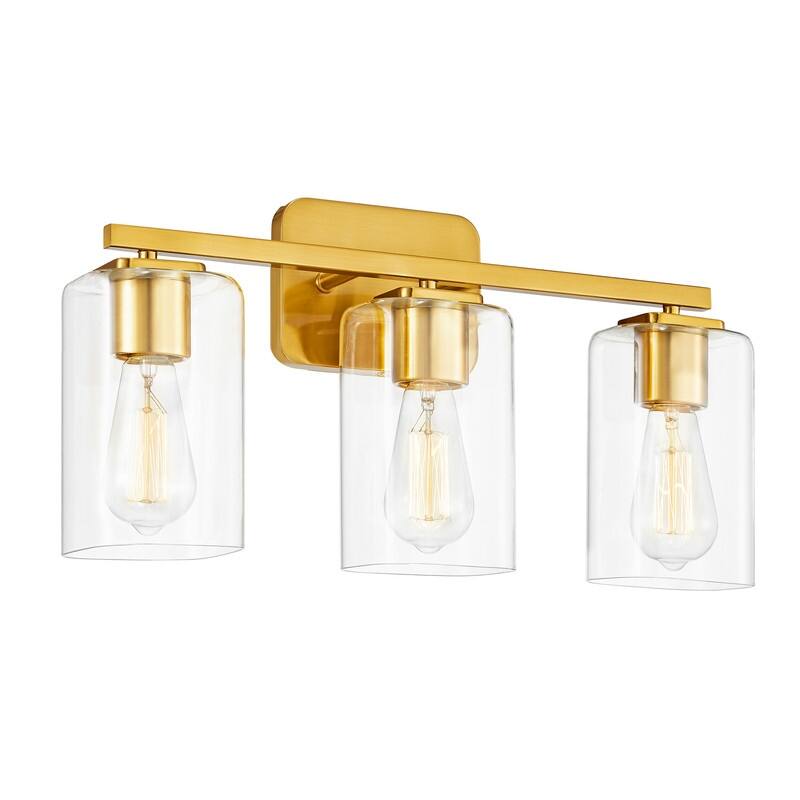 KAWOTI 3 Light Bathroom Vanity Light with Rectangular Glass Shade