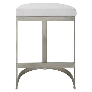 Uttermost Ivanna Backless Silver Counter Stool - 18"W x 26"H x 14.5"D