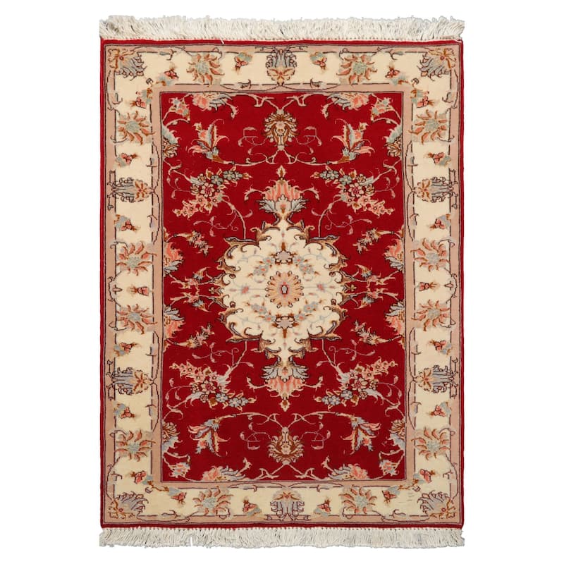 2'3''x3'3'' Hand Knotted Wool Red Traditional 300 KPSI Rug - 2' 3'' x 3' 3'' - 2' 3'' x 3' 3''