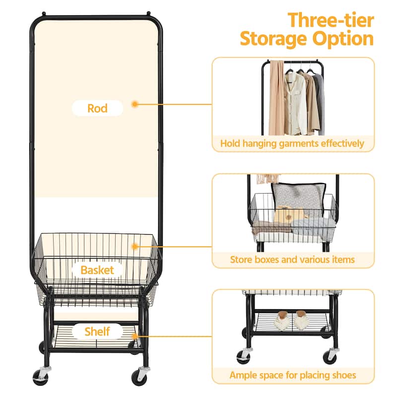 Yaheetech Commercial Laundry Cart Laundry Butler with Wheels