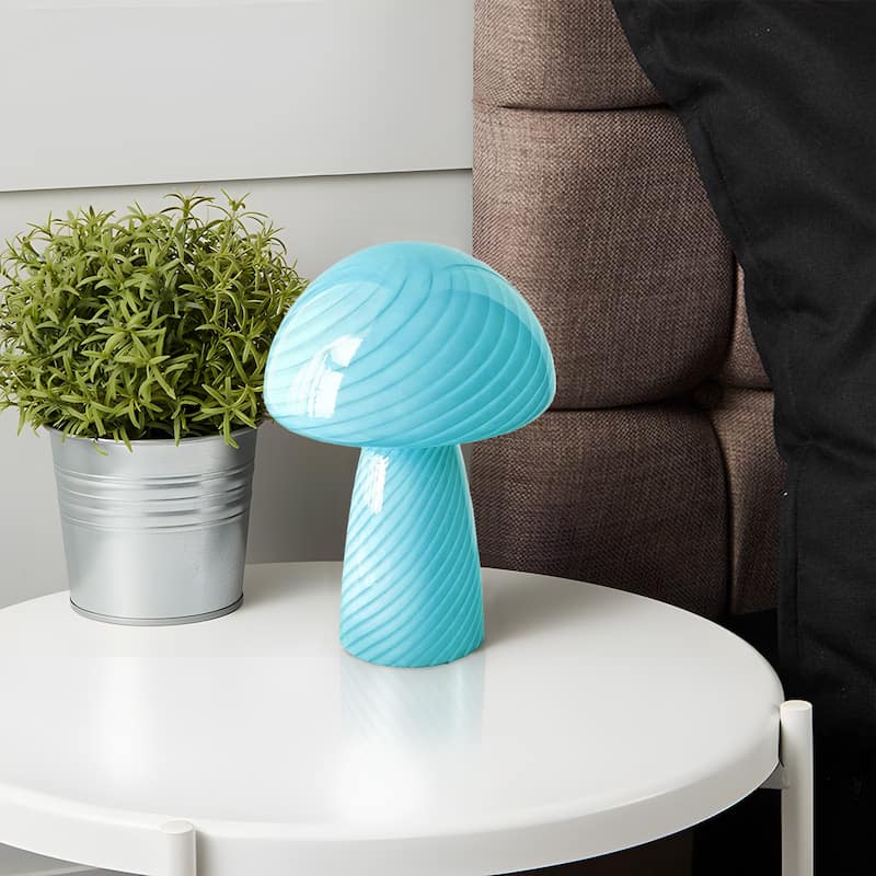 Modern Glass Mushroom Novelty Table Lamp with Stripes