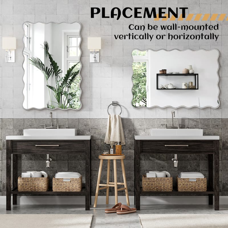 Rectangle Metal Framed Wavy Wall Mirror