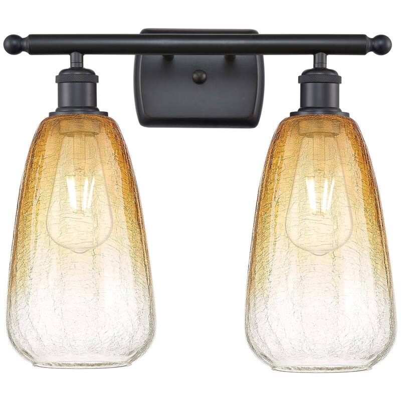Innovations Lighting 516-2W-14-16 Brookhaven Almond Vanity Brookhaven - Matte Black / Amber