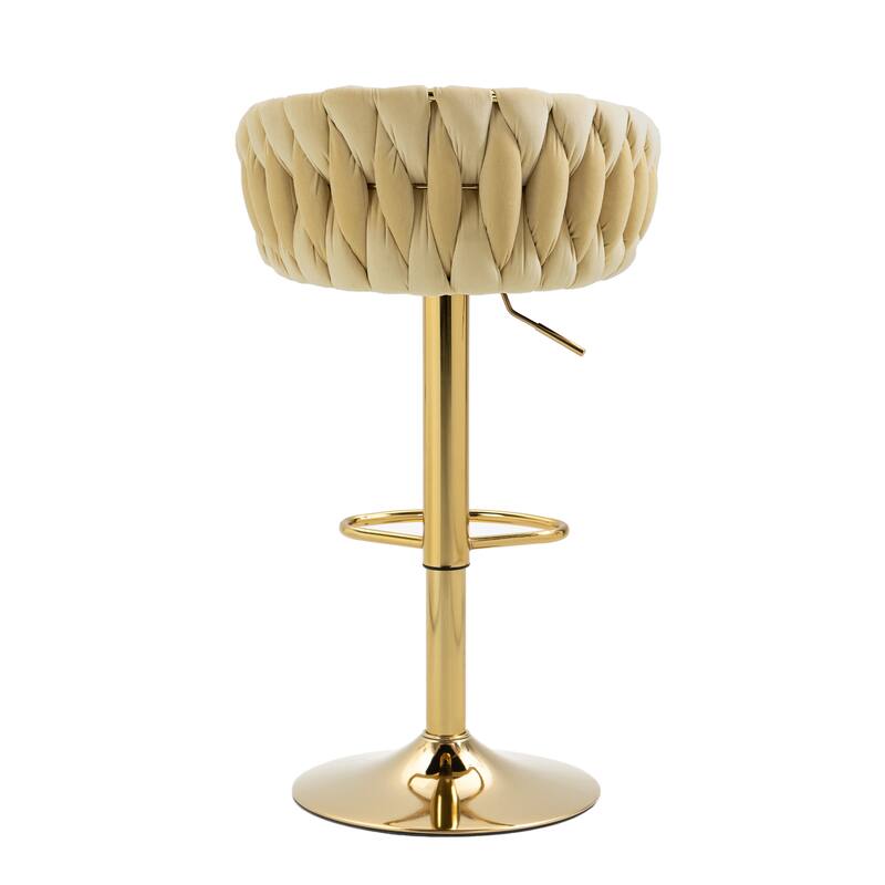 2 Set Counter Height Adjustable Velvet Bar Stools