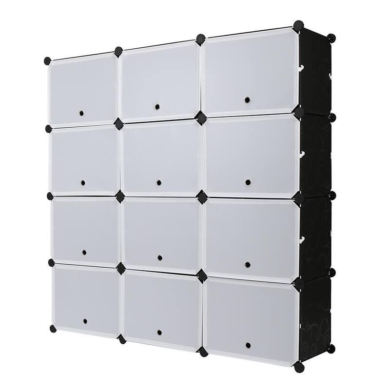 7-Tier Portable Shoe Rack Cube Storage Black - Black