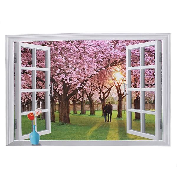 Shop Unique Bargains Fake Window Sight Design Decor Removable Art