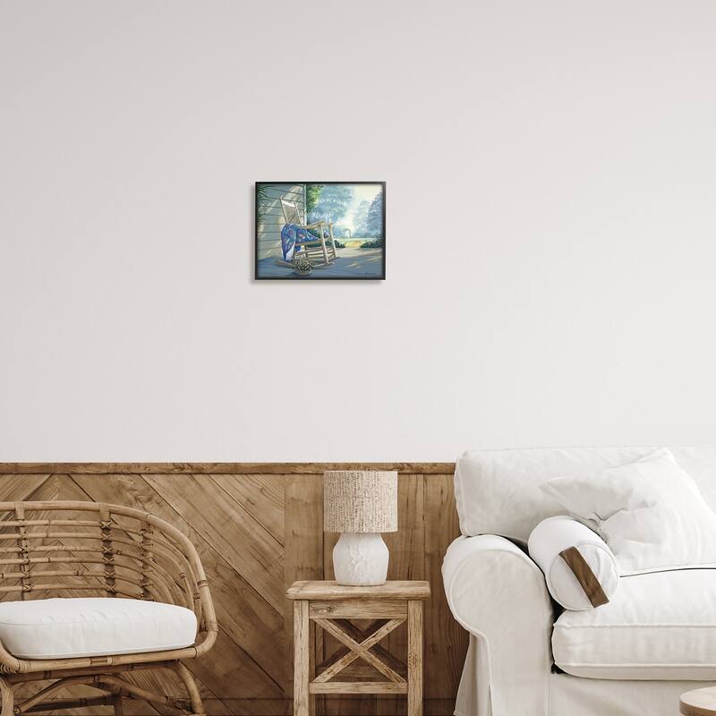 Stupell Rocking Chair on Porch Framed Giclee Art Design by Michael Humphries