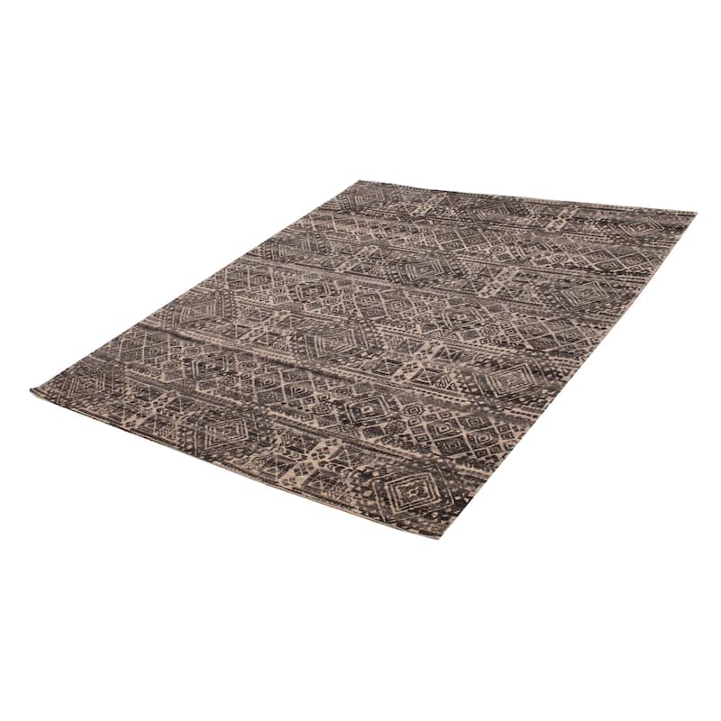 ECARPETGALLERY Hand-knotted Tangier Dark Grey Wool Rug - 8'1 x 9'9