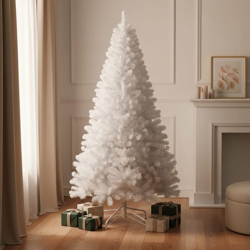 HomeRoots 9' White Full Spruce Christmas Tree - 9 Foot