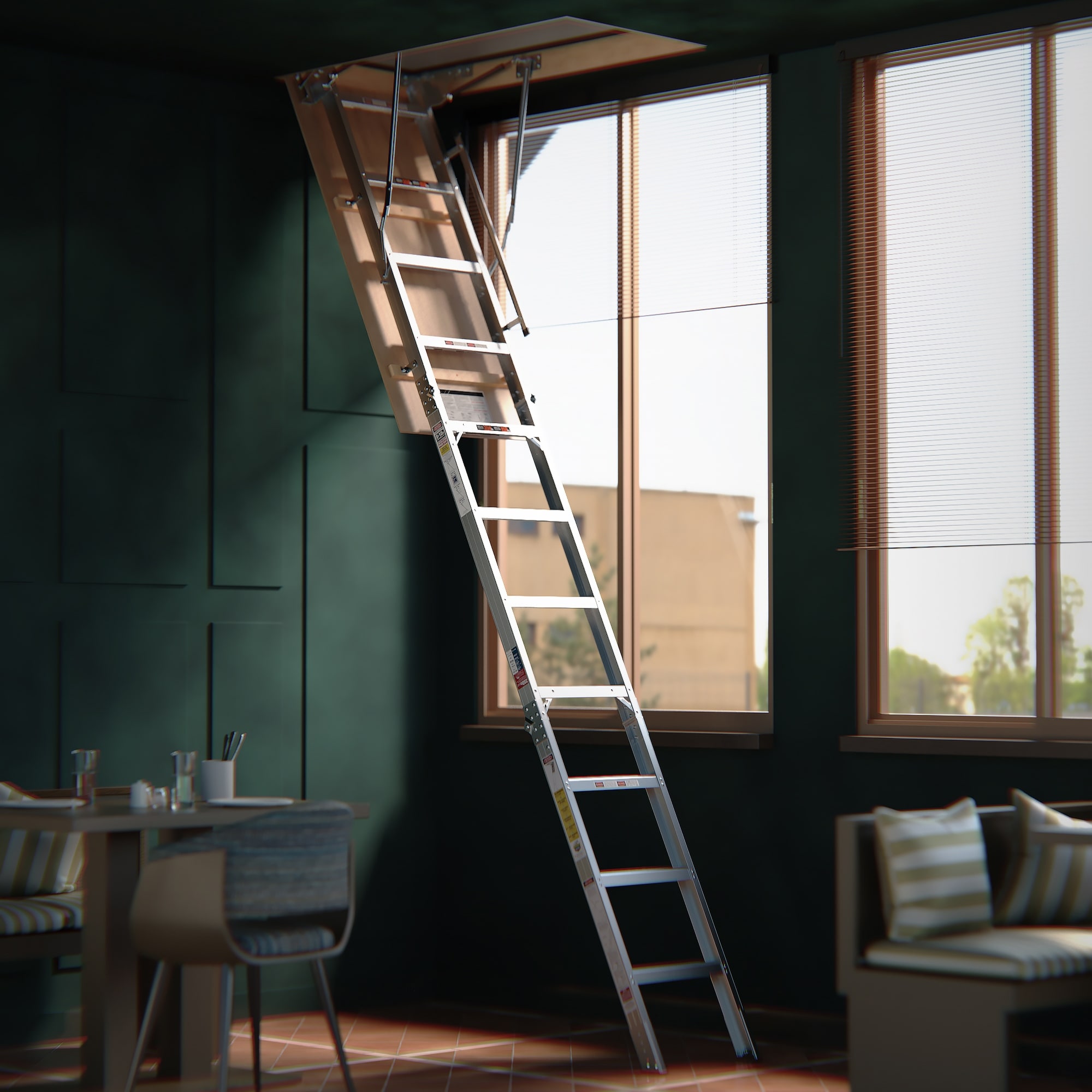 Ouyessir Aluminum Alloy Manual Lifting Attic Ladder Folding Loft Stairs -  Bed Bath \u0026 Beyond - 39861198, image size:2000x2000