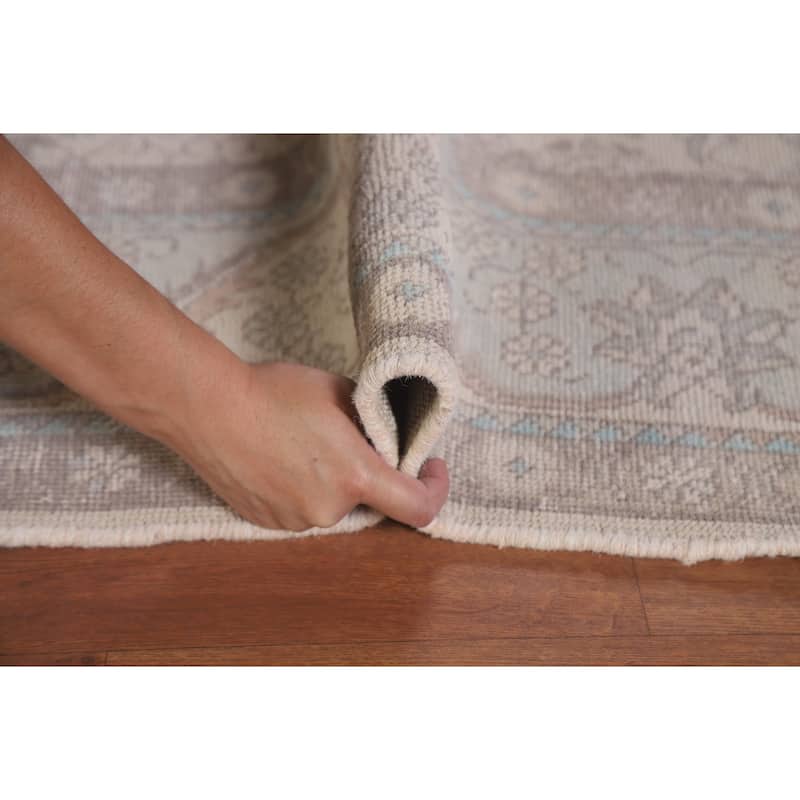 Grey Distressed Tabriz Persian Antique Rug Hand-knotted Wool Carpet - 6'5" x 9'4"