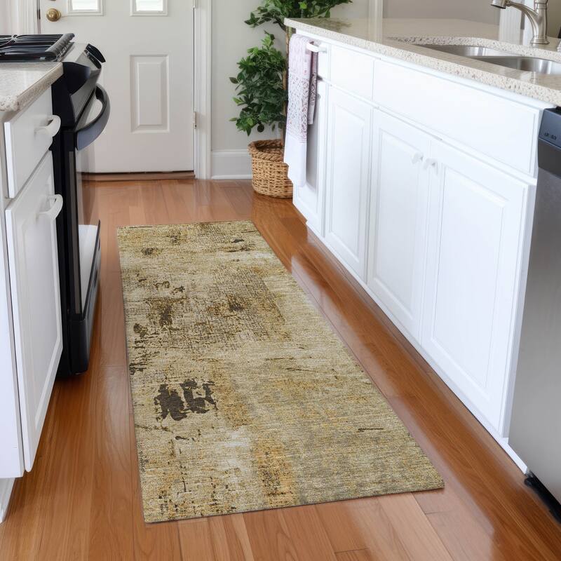 Premium Washable Super Soft Abstrct Flair Mayfield Rug - Beige - 2'3" x 7'6"