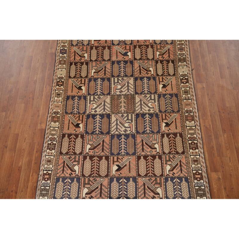 Hand Knotted Oriental 100% Wool Carpet Traditional Geometric Coral Bakhtiari Area Rug - 9' 3'' X 4' 10''