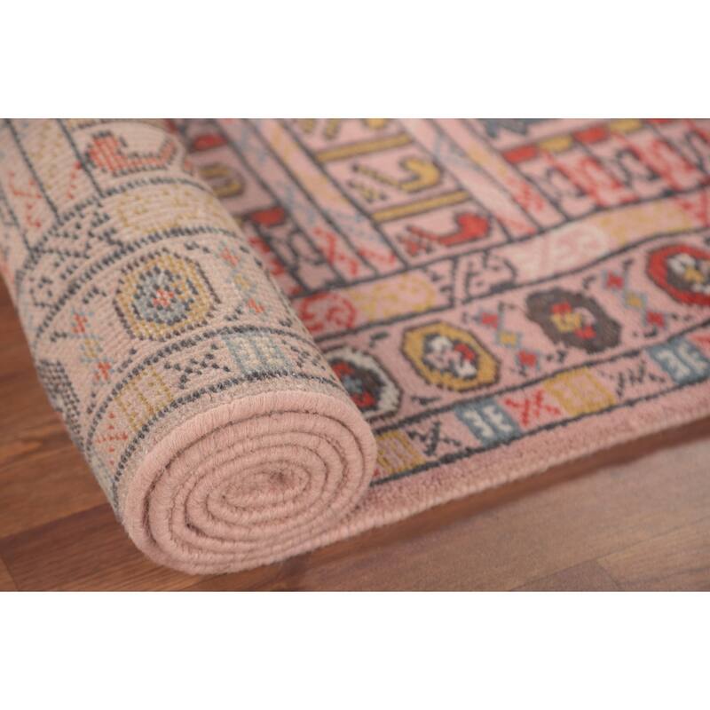 Geometric Khotan Oriental Runner Rug Wool Carpet - 2'6"x 9'9"