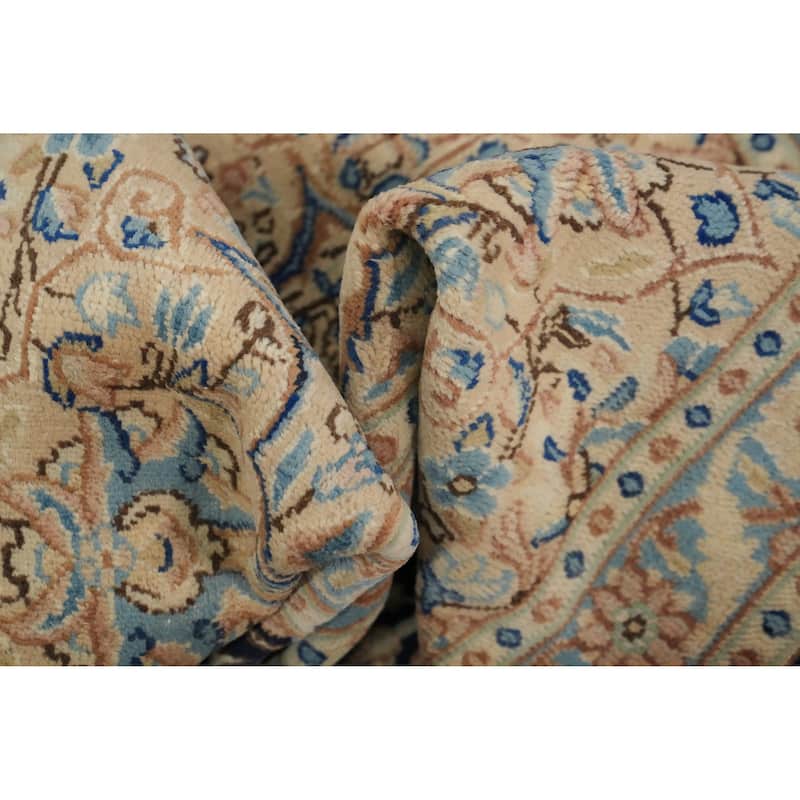 Hand Knotted Oriental 100% Wool Carpet Traditional All-Over Navy Blue & Blues Kerman Area Rug - 13' 0'' X 9' 7''