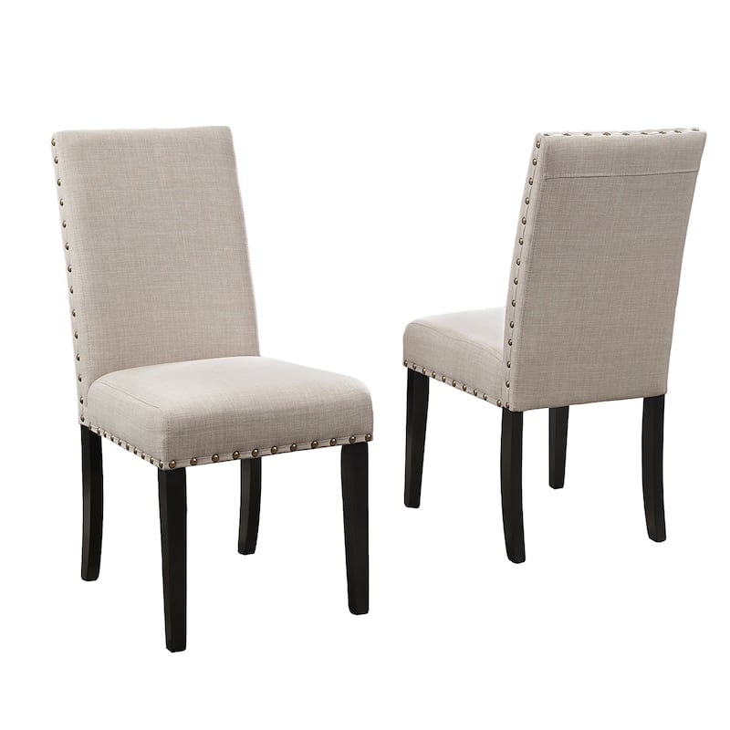 Fabric Dining Chairs with Nailhead Trim,Set of 2 - Tan