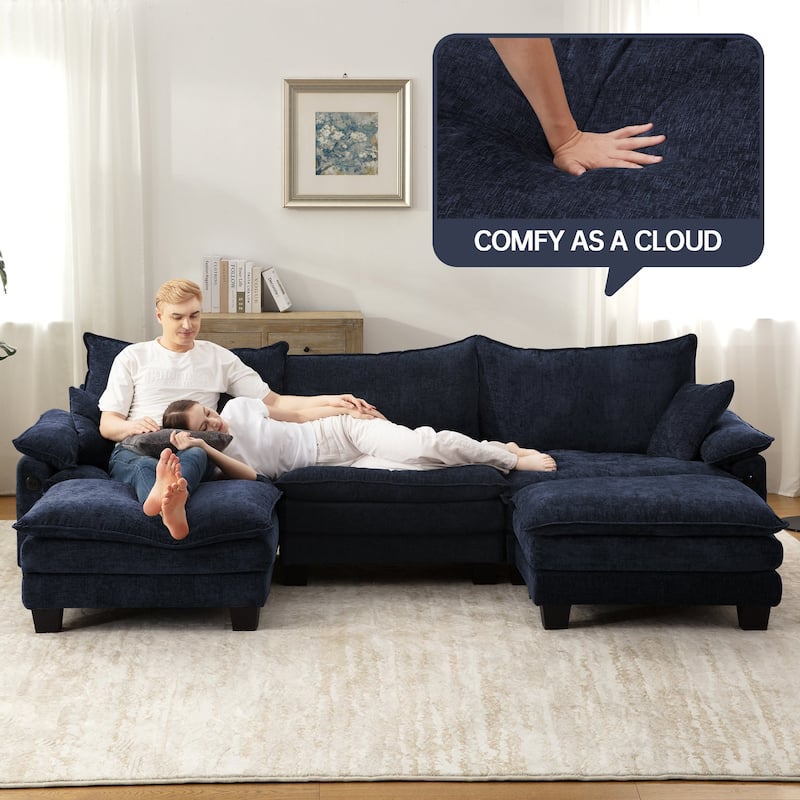 Living Room Furniture Sets, Modular Sectional Sofa Set with Ottoman for Living Room, Convertible Sofa Couch