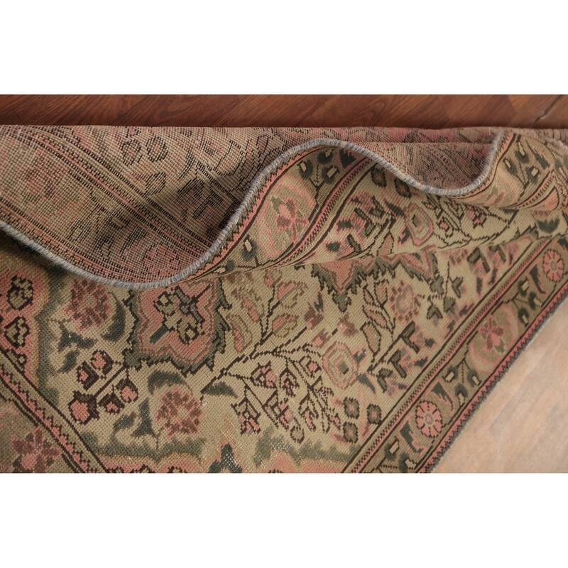Pink & Beige Floral Tabriz Persian Foyer Rug Handmade Wool Carpet - 3'3"x 4'10"