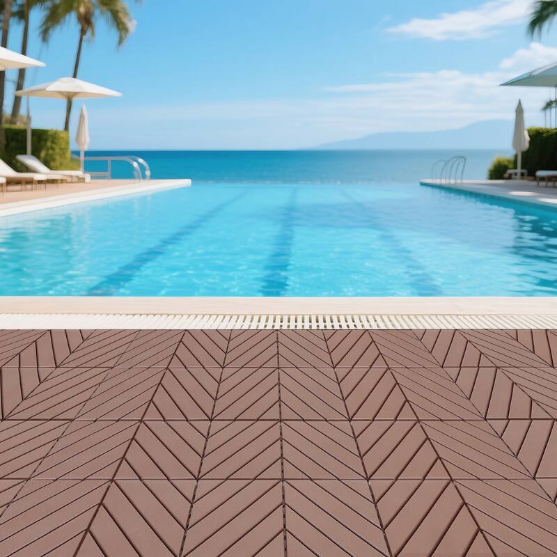 Plastic interlocking decking tiles, 44 packs of terrace decking tiles, 12 inches x 12 inches waterproof