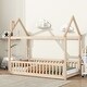 preview thumbnail 12 of 18, Twin Wood House Bed with Guardrails, Slats Natural