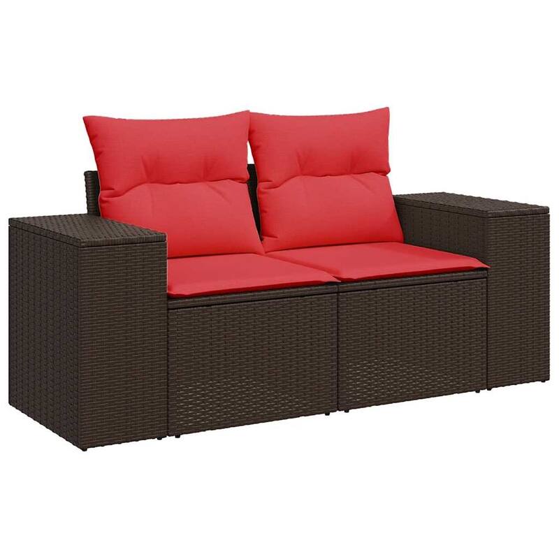 vidaXL Patio Sofa Set with Cushions Outdoor Conversation Furniture Poly Rattan - 24.4 x 24.4 x 27.2